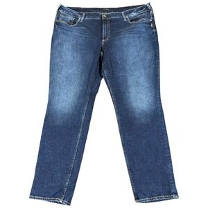 Silver Jeans Dark Wash 46x29 Distressed BOYFRIEND Blue Jeans PLUS Size 24 Casual